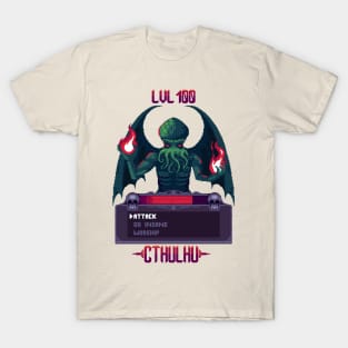 Pixelated Peril: Cthulhu's Retro Boss Battle T-Shirt